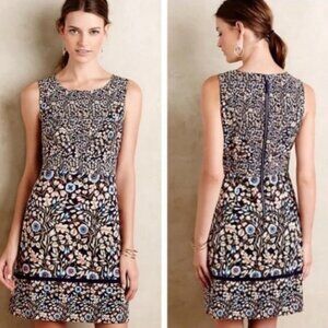 Maeve (Anthropologie) Brindille Sheath A Line Navy Floral Dress (Size 2)